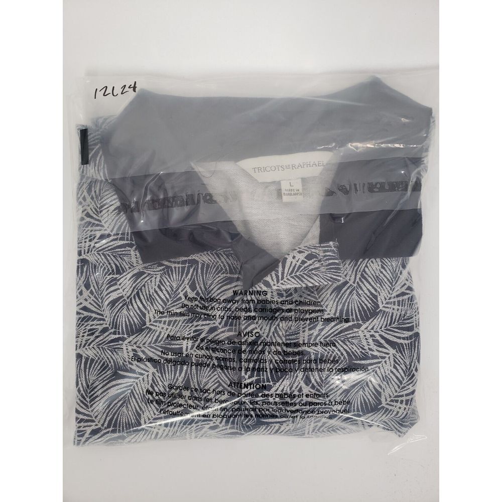 Tricots St Raphael Palm Leaves Tropical Polo Mens Size L 95% Mercerized Cotton - Picture 6 of 6